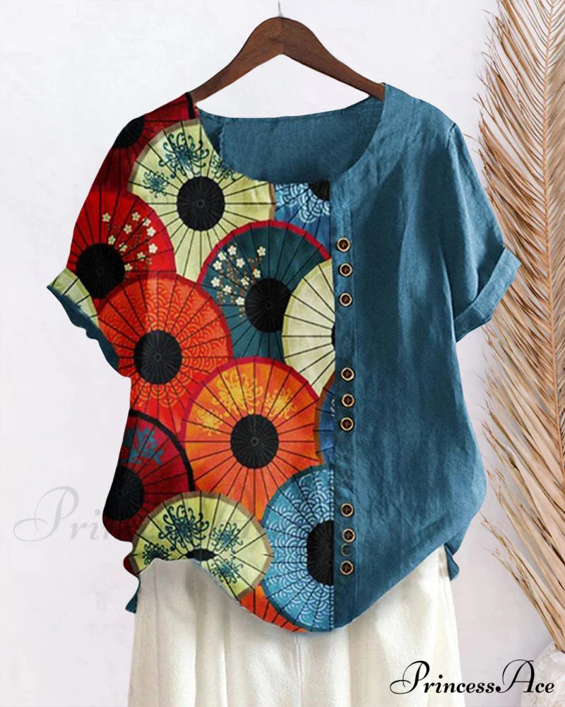 Patterned Neck Crew Tee T-Shirts