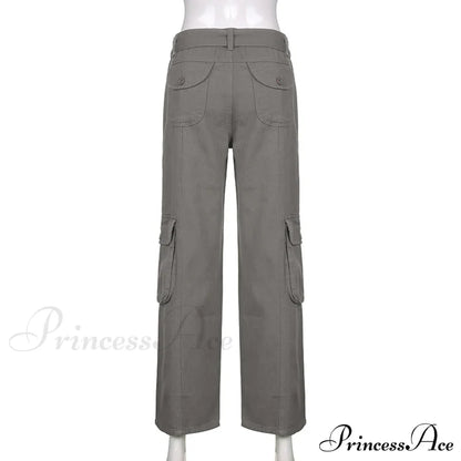 Cargo Streetwear Mom Pants Baggy Low Leg Waist 90S Denim Vintage Wide Jeans Trousers Trendy Korean