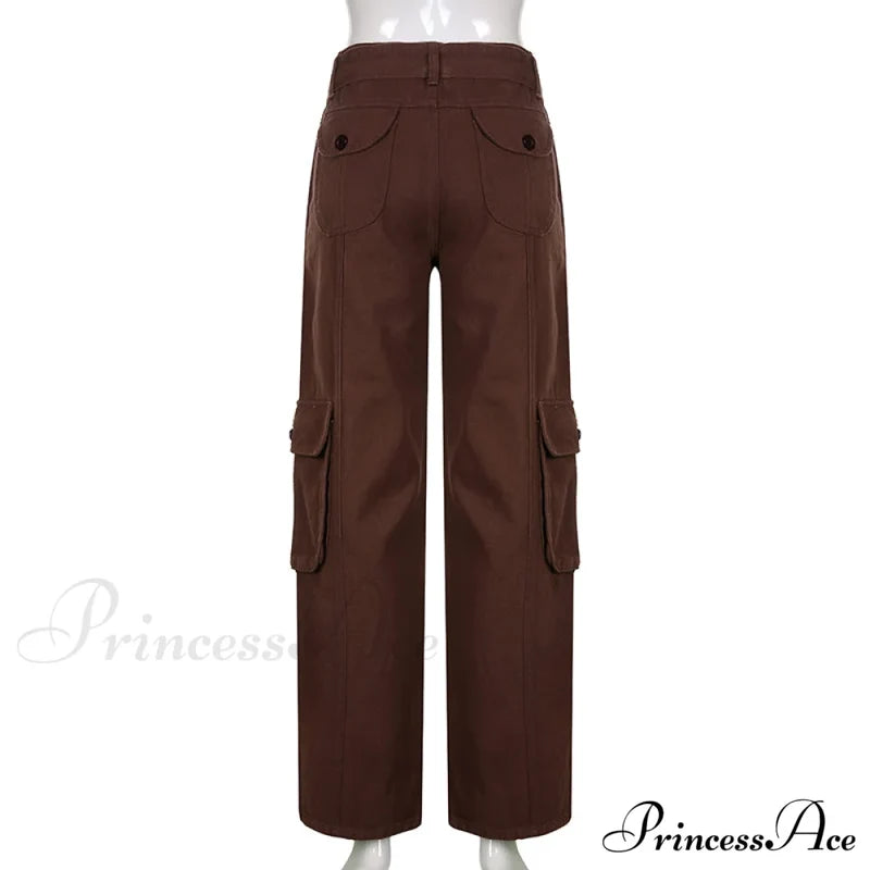 Cargo Streetwear Mom Pants Baggy Low Leg Waist 90S Denim Vintage Wide Jeans Trousers Trendy Korean