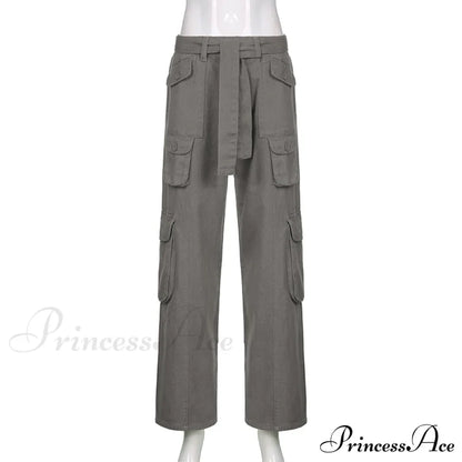 Cargo Streetwear Mom Pants Baggy Low Leg Waist 90S Denim Vintage Wide Jeans Trousers Trendy Korean
