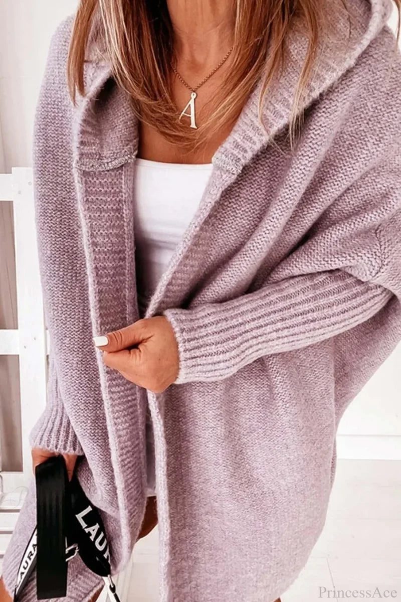 Hoodie Front Open Cardigan Purple / S Cardigans