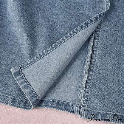 Denim Dreams Stylish Lace-Up Mini Dress Casual Dresses