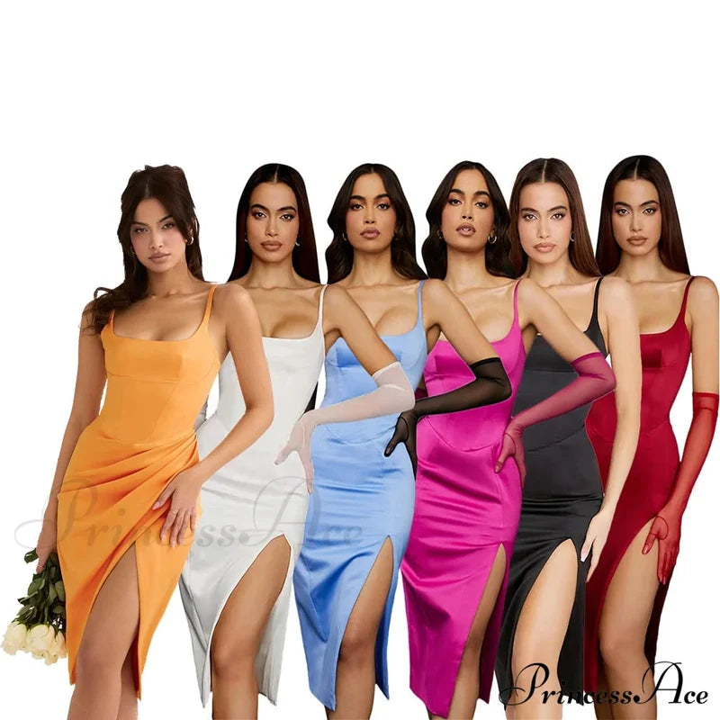 Eve Gown Dress New Women Warm-Season Midi Satin Elegant Black For Party White Night Evening - Years
