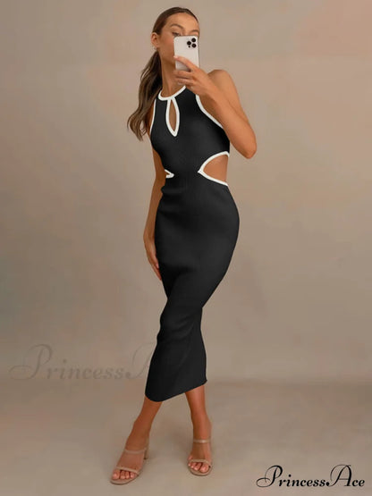 For Gown Figure-Hugging Cutouts Midi Women