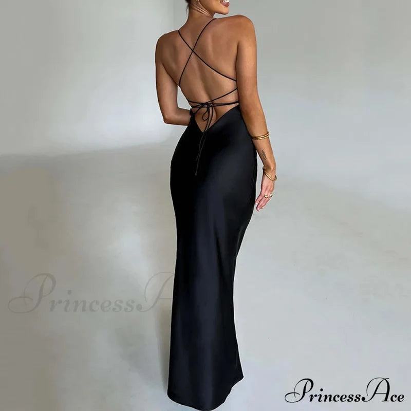 Heidi Formal Stylish Satin Lattice Dress S.o. Long Dresses