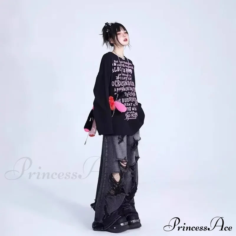 High-End Floor Length Trendy Brand Fashion Jean