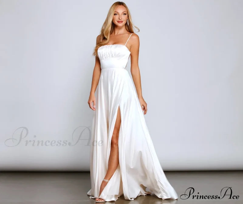 Jenny A-Line Stylish Satin Formal Dress S.o. Long Dresses