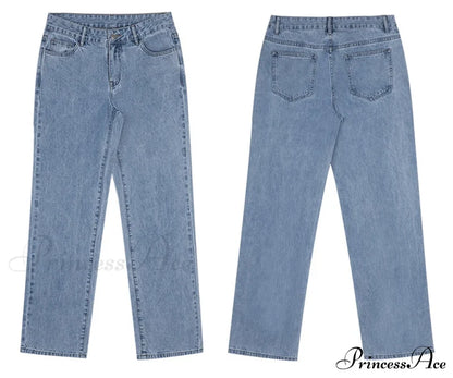 Loose Denim Low Vintage Mom 2024 Leg Baggy New Blue Y2K Waist Fashion Straight Trousers Jeans Women