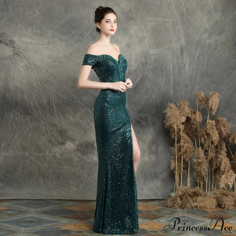 Marzia Formal Stylish Sequined Slit Dress S.o. Long Dresses