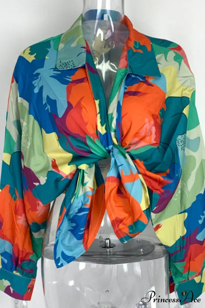 Neckline Blouses 4 In Patchwork Colors Tops/Blouses & Shirts