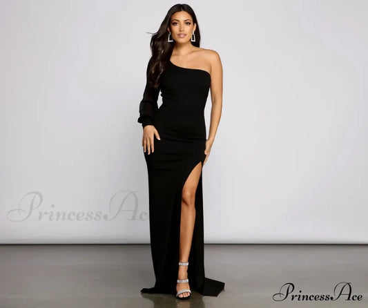Odette Formal One Shoulder Crepe Mermaid Dress - Lady Occasions