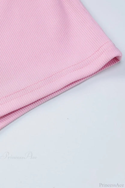 Pink Crisscross Back Rompers With Scoop Neck