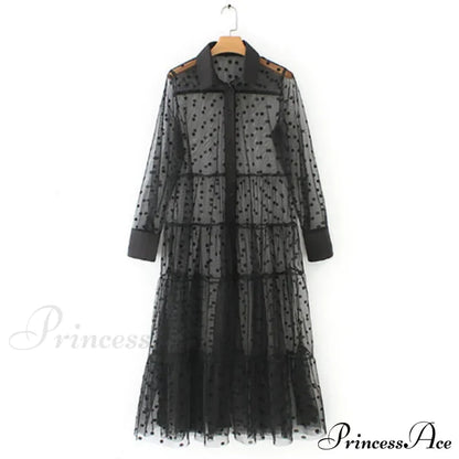 Sheer Lace Cover Up With Polka Dot Pattern For Summer M / White Beach Cover Up Dress