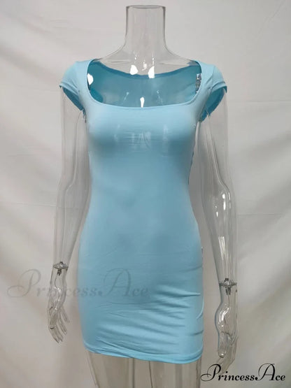 Solid Color Sexy Slim Hollow Out Mini Dress M / White Dresses