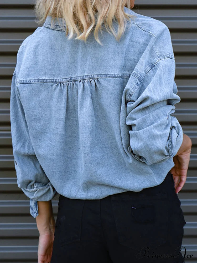 Top With Tie Denim Detail Women’s Clothing