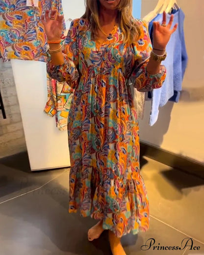 V Neck A-Line Maxi Dress Dresses