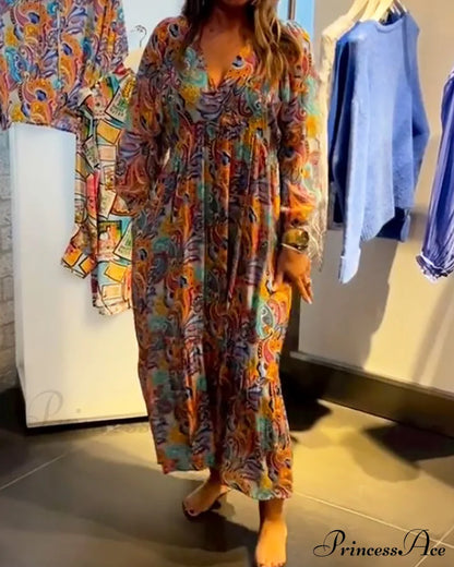 V Neck A-Line Maxi Dress Dresses