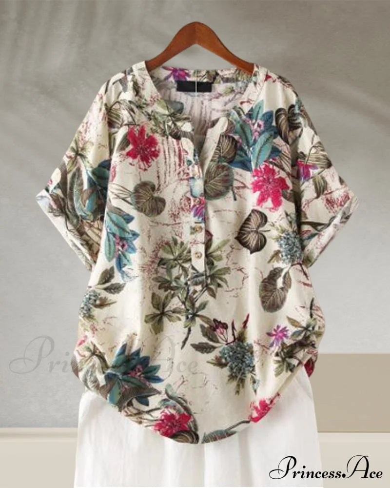 V-Neck Patterned T-Shirt T-Shirts
