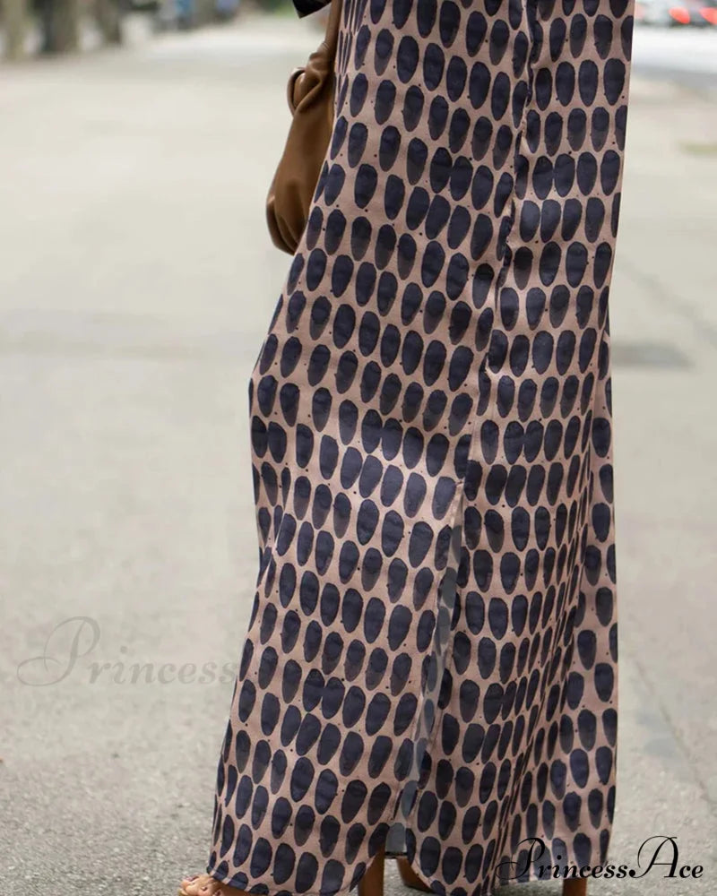 V-Neck Polka Dot Print Dress Casual Dresses