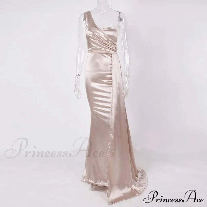 Women’s Blue Evening Green Gown Full-Length Party Royal With Sexy Satin Long Ribbon Draped Dress